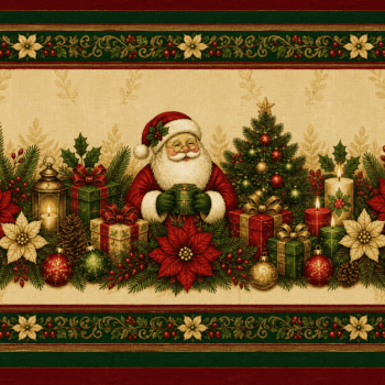 TECIDO TRICOLINE EXCLUSIVO 100% ALGODÃO - MAGIA DE NATAL - BARRADO - DGMN915013