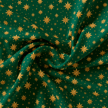 TECIDO TRICOLINE EXCLUSIVO 100% ALGODÃO - MAGIA DE NATAL - ESTRELAS DE NATAL - DGMN914995
