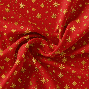 TECIDO TRICOLINE EXCLUSIVO 100% ALGODÃO - MAGIA DE NATAL - ESTRELAS DE NATAL - DGMN914999