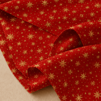 TECIDO TRICOLINE EXCLUSIVO 100% ALGODÃO - MAGIA DE NATAL - ESTRELAS DE NATAL - DGMN914999