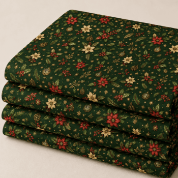 TECIDO TRICOLINE EXCLUSIVO 100% ALGODÃO - MAGIA DE NATAL - FLORAL - DGMN914993