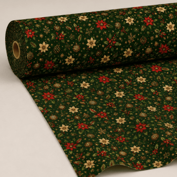TECIDO TRICOLINE EXCLUSIVO 100% ALGODÃO - MAGIA DE NATAL - FLORAL - DGMN914993