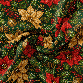 TECIDO TRICOLINE EXCLUSIVO 100% ALGODÃO - MAGIA DE NATAL - FLORAL - DGMN914994