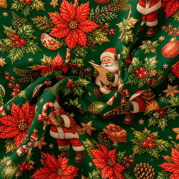 TECIDO TRICOLINE EXCLUSIVO 100% ALGODÃO - MAGIA DE NATAL - PAPAI NOEL - DGMN914997