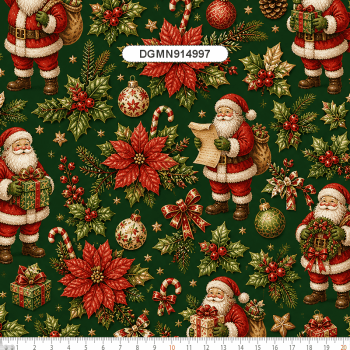 TECIDO TRICOLINE EXCLUSIVO 100% ALGODÃO - MAGIA DE NATAL - PAPAI NOEL - DGMN914997