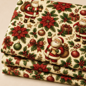 TECIDO TRICOLINE EXCLUSIVO 100% ALGODÃO - MAGIA DE NATAL - PAPAI NOEL - DGMN915002
