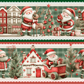 TECIDO TRICOLINE EXCLUSIVO 100% ALGODÃO - NATAL NO BOSQUE - BARRADO NATAL - DGNB914767