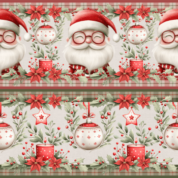 TECIDO TRICOLINE EXCLUSIVO 100% ALGODÃO - NATAL NO BOSQUE - BARRADO NATAL - DGNB914771