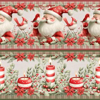 TECIDO TRICOLINE EXCLUSIVO 100% ALGODÃO - NATAL NO BOSQUE - BARRADO NATAL - DGNB914771