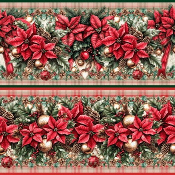 TECIDO TRICOLINE EXCLUSIVO 100% ALGODÃO - NATAL NO BOSQUE - BARRADO NATAL - DGNB914772