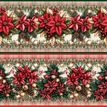 TECIDO TRICOLINE EXCLUSIVO 100% ALGODÃO - NATAL NO BOSQUE - BARRADO NATAL - DGNB914772