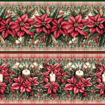 TECIDO TRICOLINE EXCLUSIVO 100% ALGODÃO - NATAL NO BOSQUE - BARRADO NATAL - DGNB914772