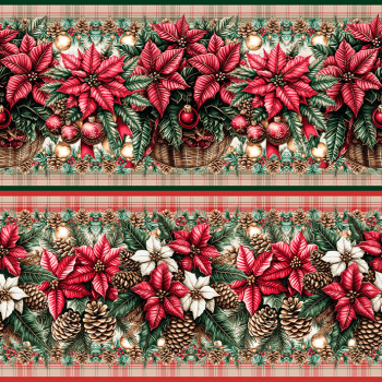 TECIDO TRICOLINE EXCLUSIVO 100% ALGODÃO - NATAL NO BOSQUE - BARRADO NATAL - DGNB914772