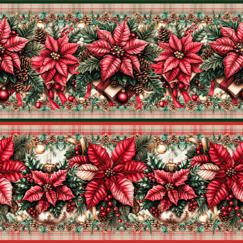 TECIDO TRICOLINE EXCLUSIVO 100% ALGODÃO - NATAL NO BOSQUE - BARRADO NATAL - DGNB914772
