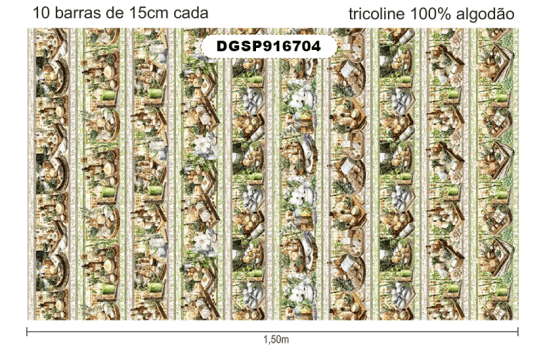 TECIDO TRICOLINE EXCLUSIVO 100% ALGODÃO - SPA TERAPIA - BARRADO - DGSP916704