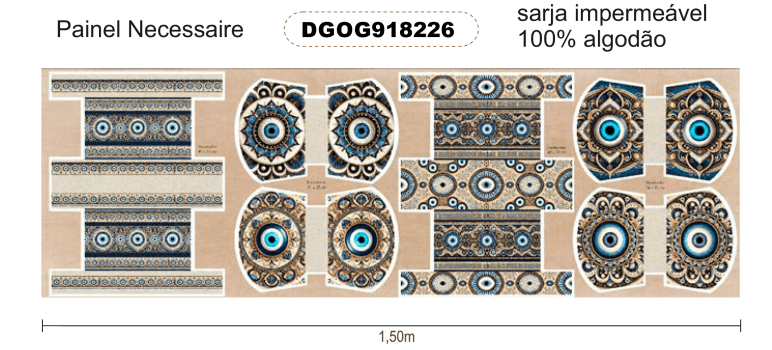 TECIDO SARJA IMPERMEAVEL EXCLUSIVO 100% ALGODÃO - OLHO GREGO - NECESSAIRE - DGOG918226