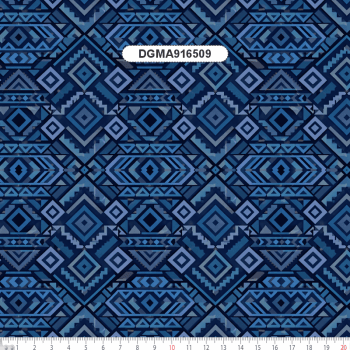 TECIDO TRICOLINE EXCLUSIVO 100% ALGODÃO - MANDALAS AFRICANAS - GEOMETRICO AZUL - DGMA916509