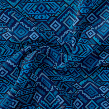 TECIDO TRICOLINE EXCLUSIVO 100% ALGODÃO - MANDALAS AFRICANAS - GEOMETRICO AZUL - DGMA916509