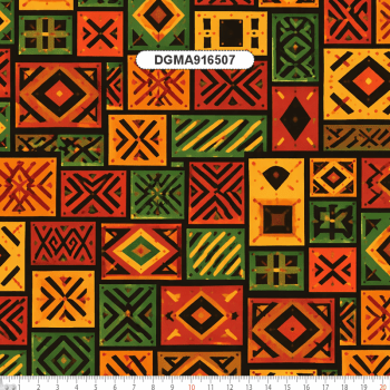 TECIDO TRICOLINE EXCLUSIVO 100% ALGODÃO - MANDALAS AFRICANAS - GEOMETRICO - DGMA916507