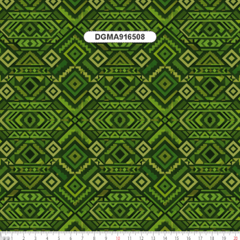 TECIDO TRICOLINE EXCLUSIVO 100% ALGODÃO - MANDALAS AFRICANAS - GEOMETRICO VERDE - DGMA916508