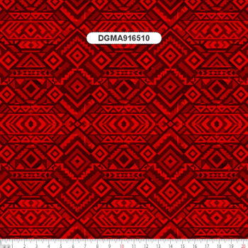 TECIDO TRICOLINE EXCLUSIVO 100% ALGODÃO - MANDALAS AFRICANAS - GEOMETRICO VERMELHO - DGMA916510