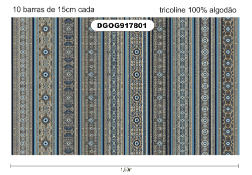 TECIDO TRICOLINE EXCLUSIVO 100% ALGODÃO - OLHO GREGO - BARRADO - DGOG917801
