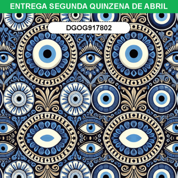 TECIDO TRICOLINE EXCLUSIVO 100% ALGODÃO - OLHO GREGO - GEOMETRICO - DGOG917802