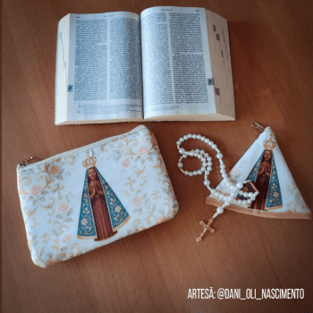 TECIDO SARJA IMPERMEAVEL EXCLUSIVO 100% ALGODÃO-NOSSA SENHORA APARECIDA- KIT NECESSAIRE -DGST915312