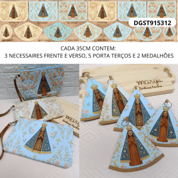 TECIDO SARJA IMPERMEAVEL EXCLUSIVO 100% ALGODÃO-NOSSA SENHORA APARECIDA- KIT NECESSAIRE -DGST915312