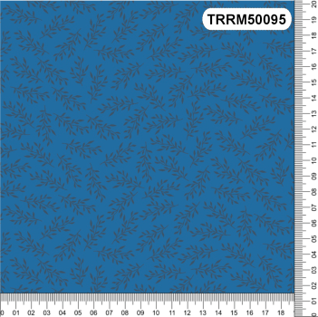 TECIDO TRICOLINE 100% ALGODÃO RAMINHOS AZUL MARINHO - TRRM50095