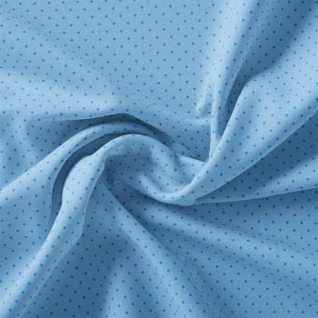 TECIDO TRICOLINE ESTAMPADO 100% ALGODÃO MINI POÁS AZUL - TRPC0012