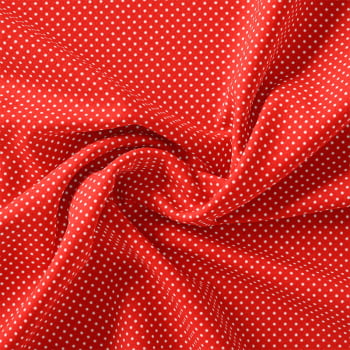 TECIDO TRICOLINE ESTAMPADO 100% ALGODÃO MINI POÁS VERMELHO CLÁSSICO - TRPP0007