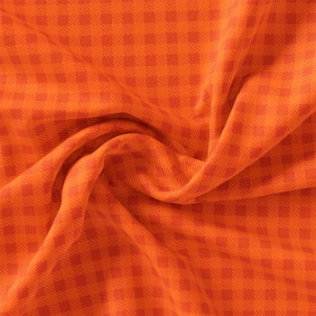 TECIDO TRICOLINE ESTAMPADO 100% ALGODÃO - XADREZ MÉDIO LARANJA - TRXC0006