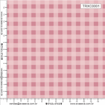 TECIDO TRICOLINE ESTAMPADO 100% ALGODÃO - XADREZ MÉDIO ROSA CLARO - TRXC0001