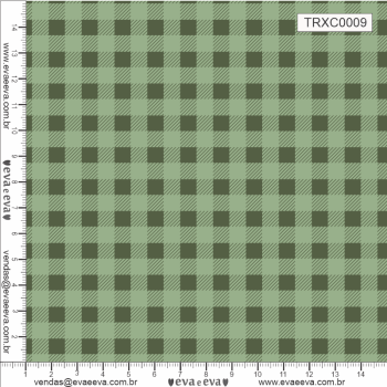 TECIDO TRICOLINE ESTAMPADO 100% ALGODÃO - XADREZ MÉDIO VERDE CLARO - TRXC0009