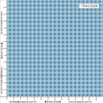TECIDO TRICOLINE ESTAMPADO 100% ALGODÃO - XADREZ PEQUENO AZUL BEBÊ - TRXC0026