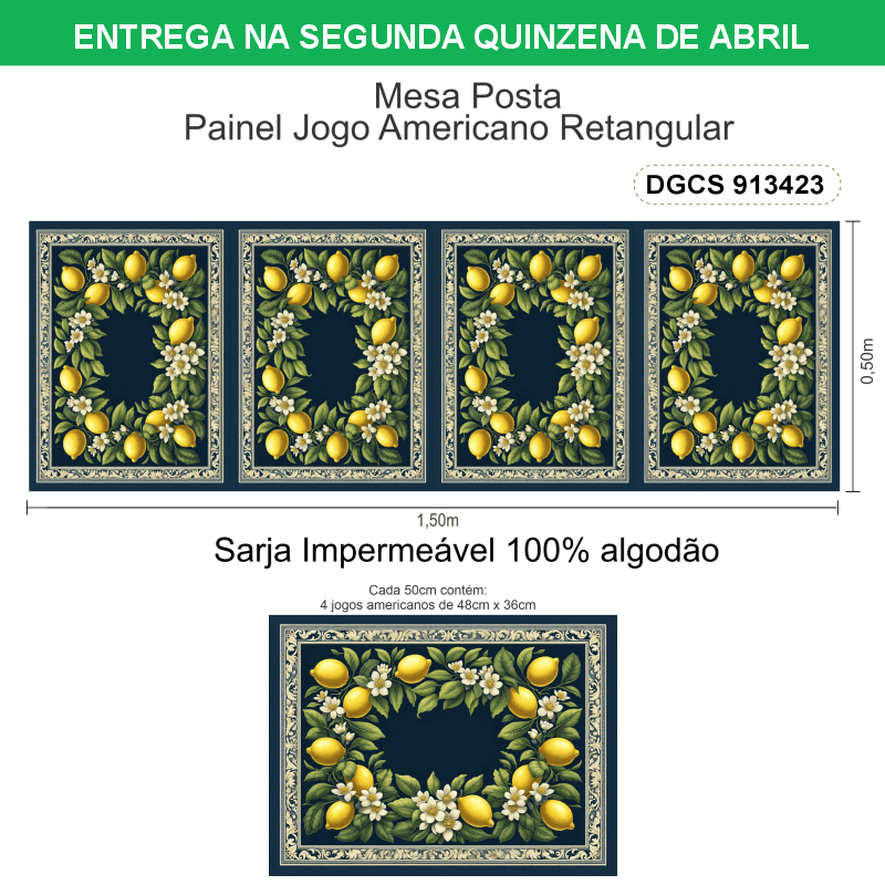 TECIDO SARJA IMPERMEAVEL ESTAMPADO EXCLUSIVO 100% ALGODÃO-CHARME SICILIANO-JOGO AMERICANO-DGCS913423