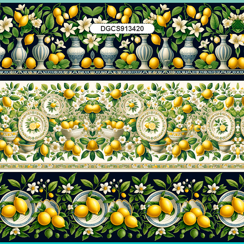 TECIDO TRICOLINE ESTAMPADO DIGITAL EXCLUSIVO 100% ALGODÃO- CHARME SICILIANO - BARRADO - DGCS913420