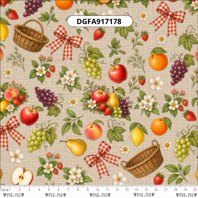 Tecido Tricoline Cesta de Frutas 100% Algodão – Feira da Fazenda DGFA917178