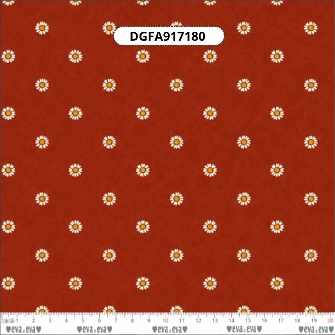 Tecido Tricoline Margaridas Vermelho Brick 100% Algodão – Feira da Fazenda DGFA917180