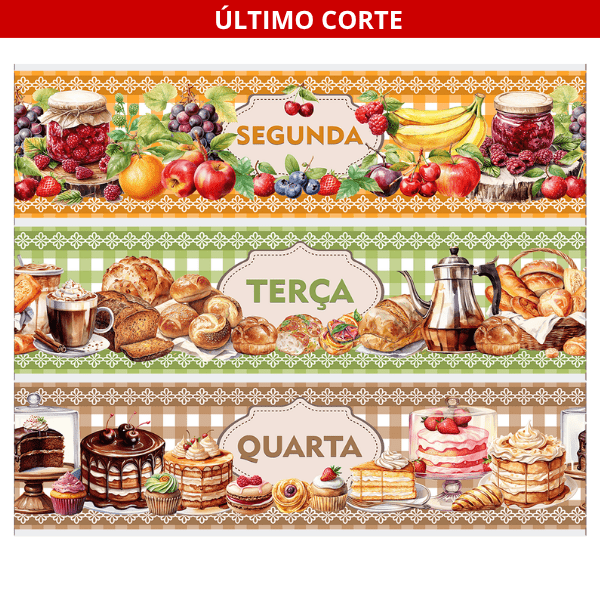 TECIDO TRICOLINE EXCLUSIVO 100% ALGODÃO - SEMANINHA NA COZINHA - BARRADO - DGSC918227
