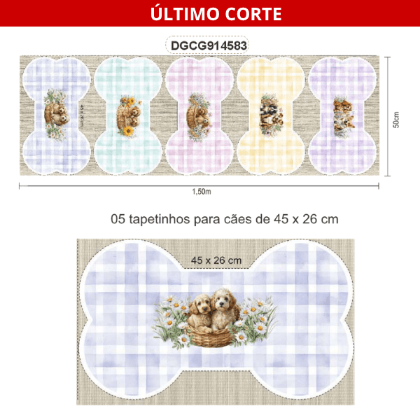 TECIDO SARJA IMPERMEAVEL DIGITAL EXCLUSIVO 100% ALGODÃO-CÃES E GATOS-TAPETINHO PARA CÃES-DGCG914583