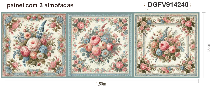 TECIDO TRICOLINE DIGITAL EXCLUSIVO 100% ALGODÃO- FLORES VINTAGE - FLORAL - DGFV914240