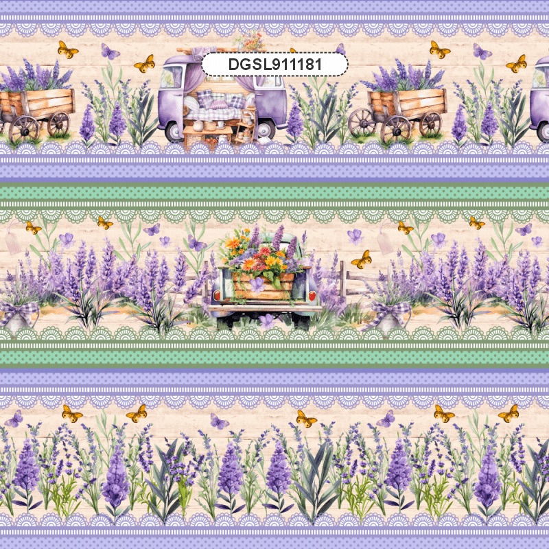 TECIDO TRICOLINE ESTAMPADO DIGITAL EXCLUSIVO 100% ALGODÃO - SIMPLESMENTE LAVANDA - BARRADO - DGSL911181