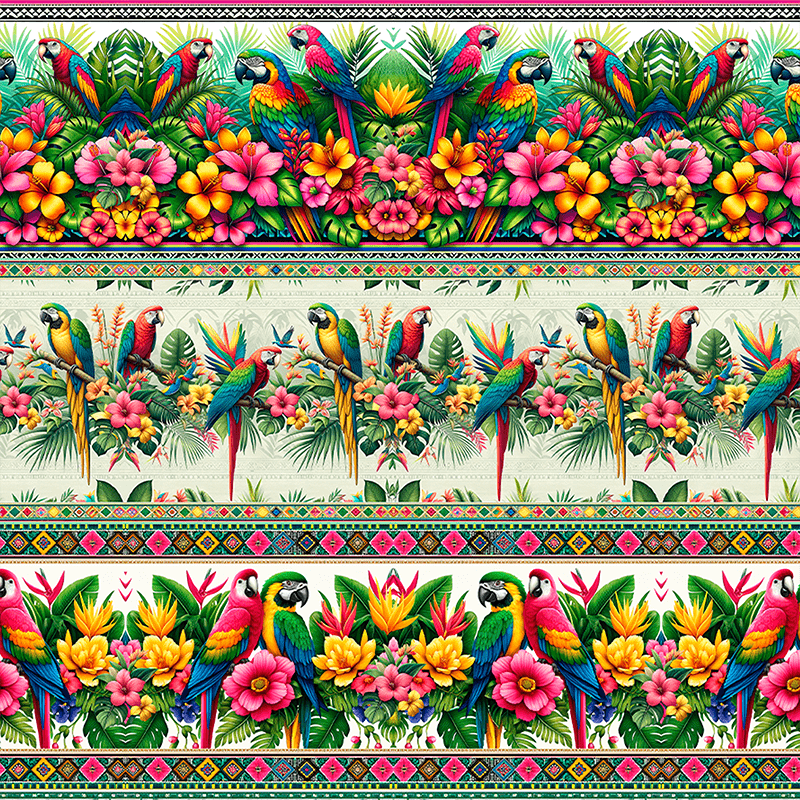 TECIDO TRICOLINE ESTAMPADO EXCLUSIVO 100% ALGODÃO- BELEZA TROPICAL - BARRADO - DGBT913895