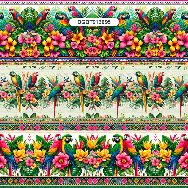 TECIDO TRICOLINE ESTAMPADO EXCLUSIVO 100% ALGODÃO- BELEZA TROPICAL - BARRADO - DGBT913895