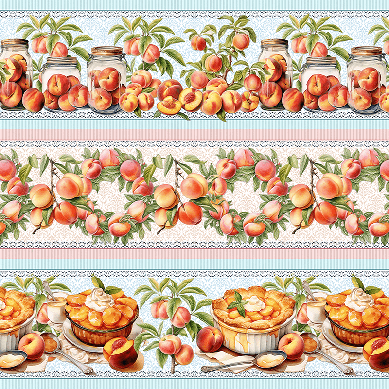 TECIDO TRICOLINE ESTAMPADO DIGITAL EXCLUSIVO 100% ALGODÃO-DELÍCIAS DE PÊSSEGO-BARRADO- DGDP912705