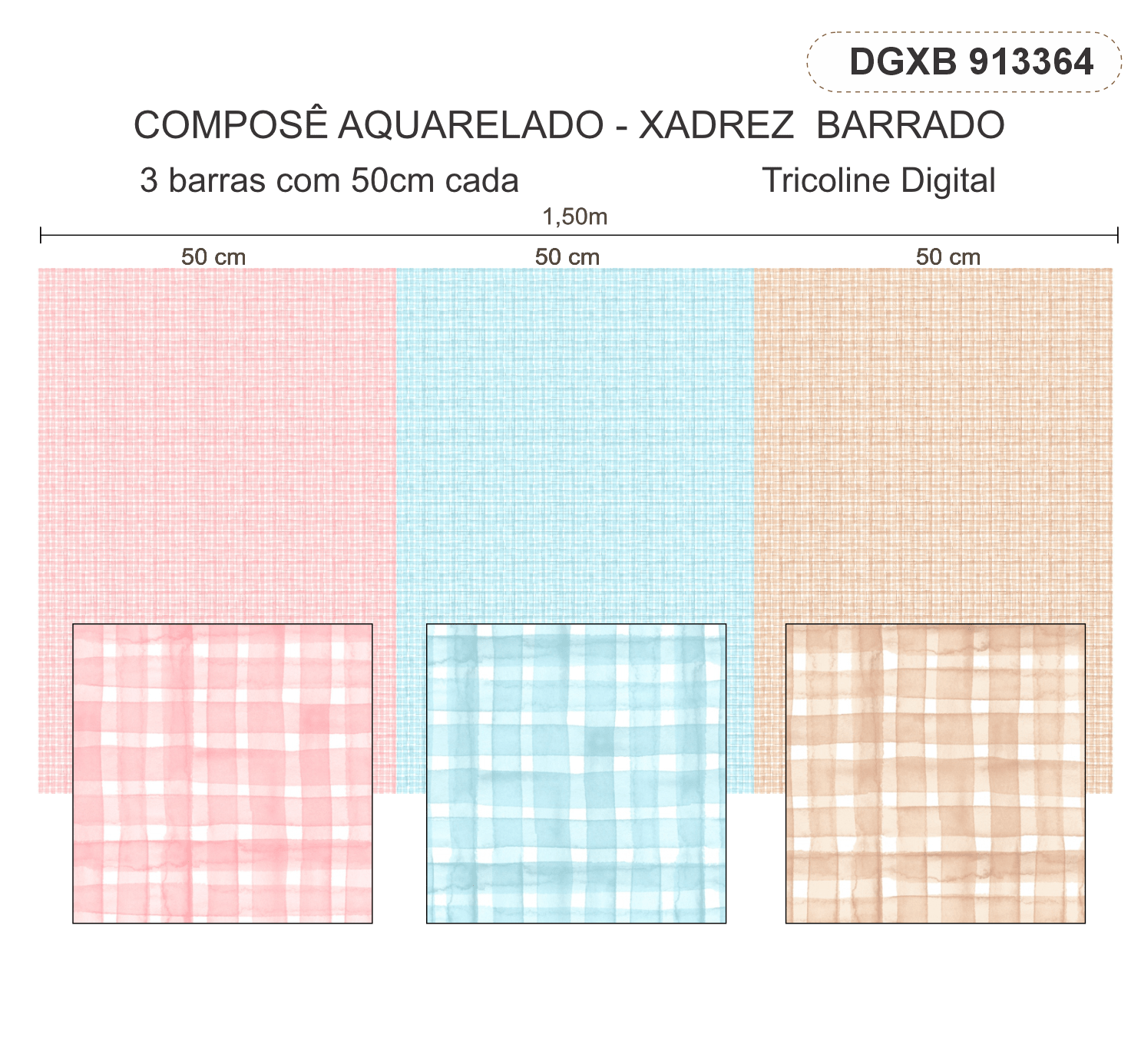 Tricoline 100% Algodão Estampa Digital - Coleção XADREZ BARRADO: Tecidos Versáteis para Costura Criativa