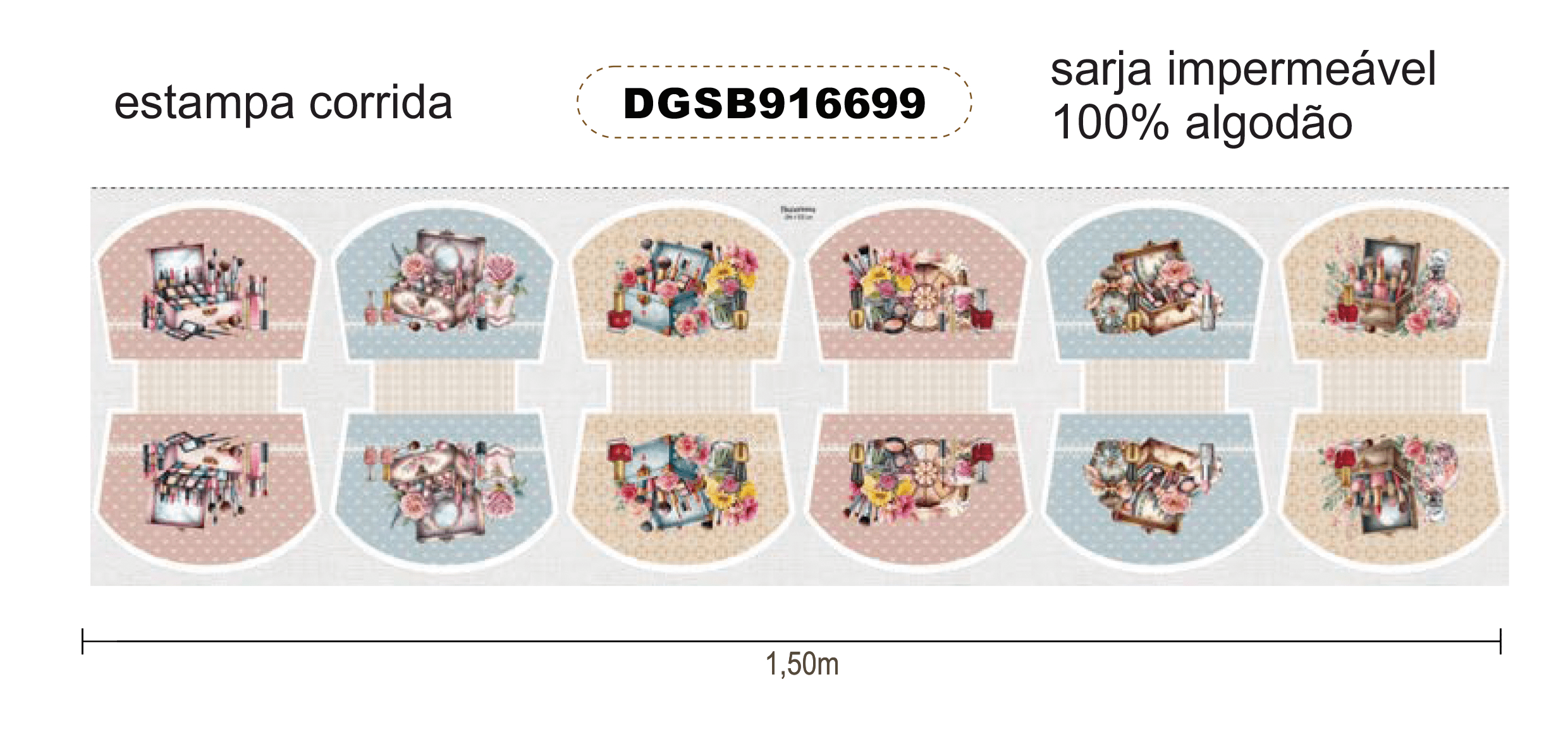 TECIDO SARJA IMPERMEAVEL EXCLUSIVO 100% ALGODÃO - STUDIO BELEZA - NECESSAIRE - DGSB916699