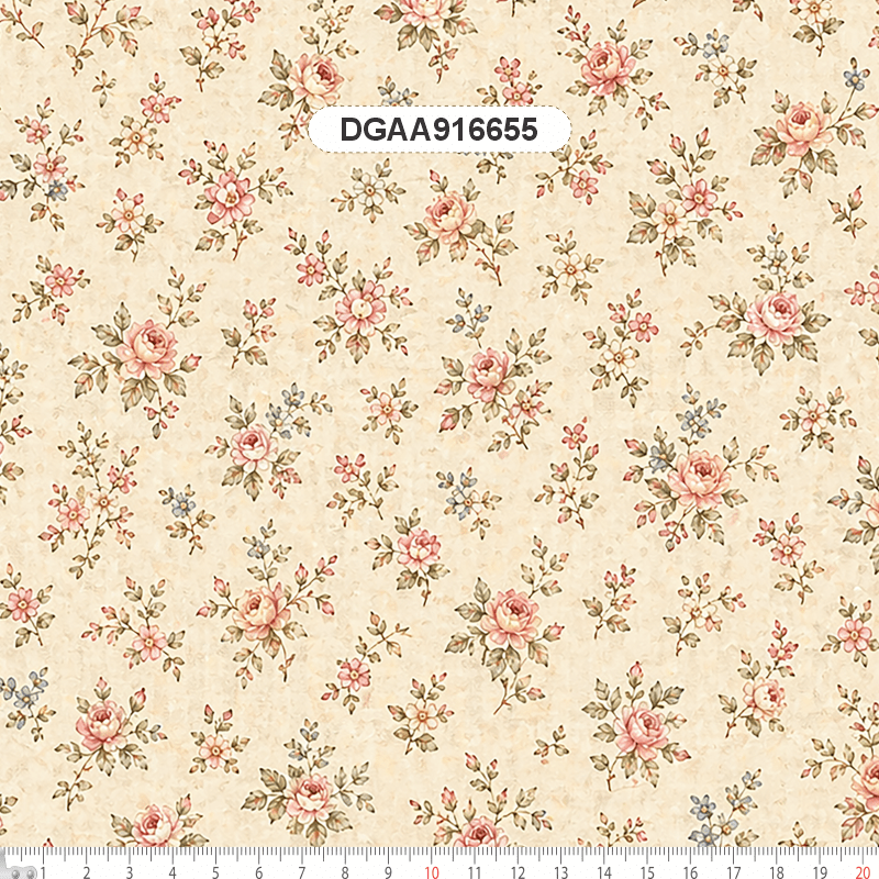TECIDO TRICOLINE EXCLUSIVO 100% ALGODÃO - ATELIÊ DO AMOR - FLORAL MIUDO BEGE - DGAA916655
